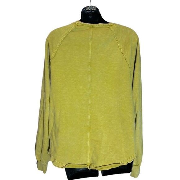 Pilcro green yellow scoop hem v cut fromt pullover sweater medium brat - Picture 4 of 6